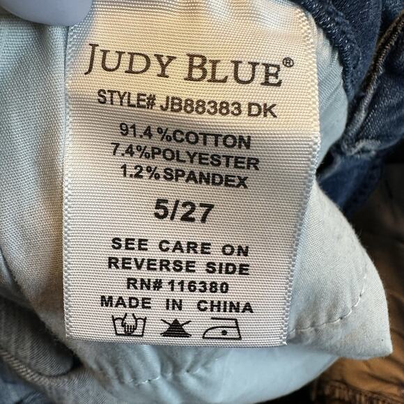 NWT Judy Blue Jeans 5/27 Blue Stretch Distressed‎ Flare Fit Boho Hippie Western - Picture 9 of 11